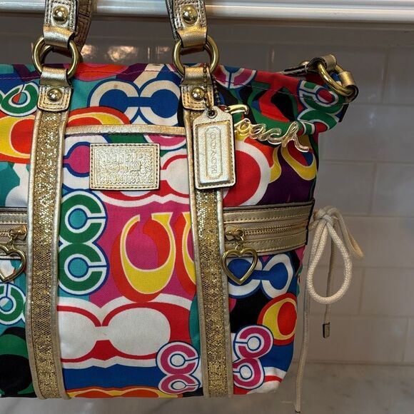 Coach Poppy Pop C Spotlight Multicolor Tote Shoulder Handbag - Picture 3 of 16